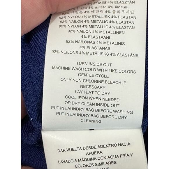 Michael Kors blue metallic long sleeves cocktail top size Small - Picture 5 of 13